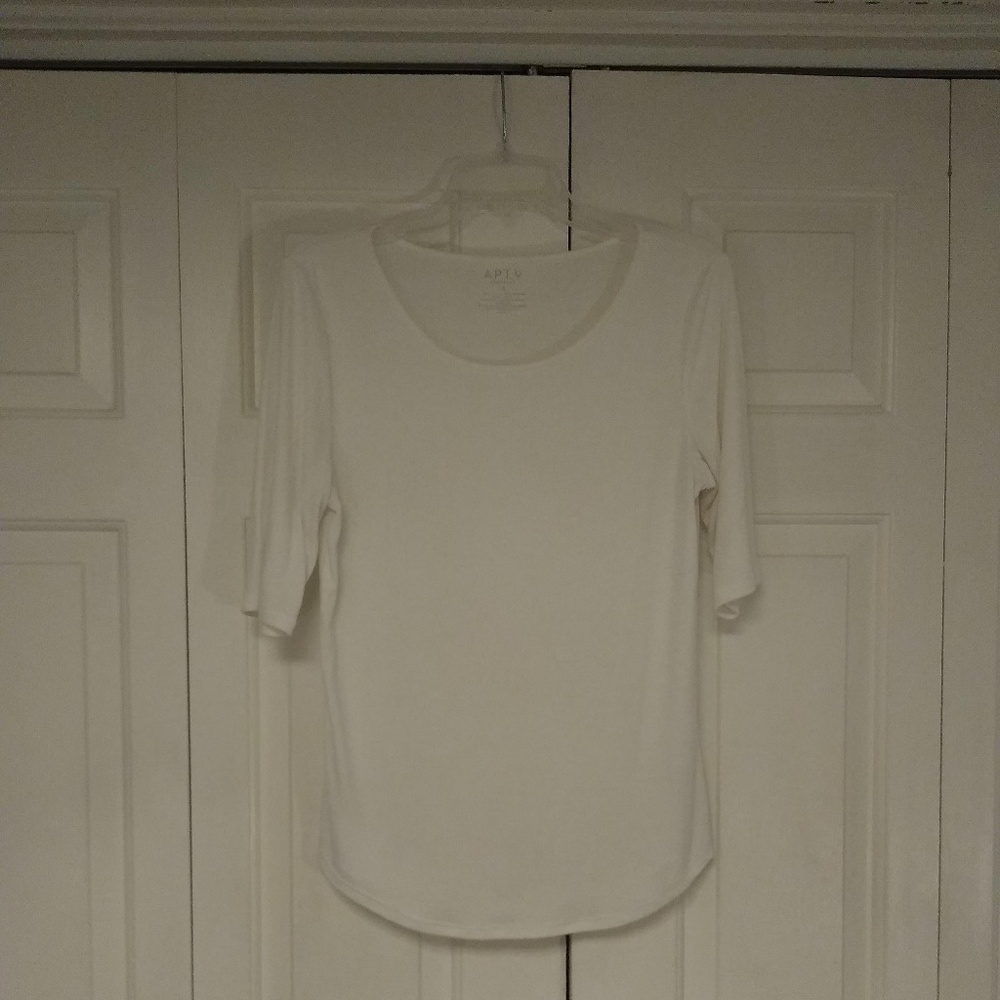 Apt. 9 White Three Quarter Sleeve Shirt